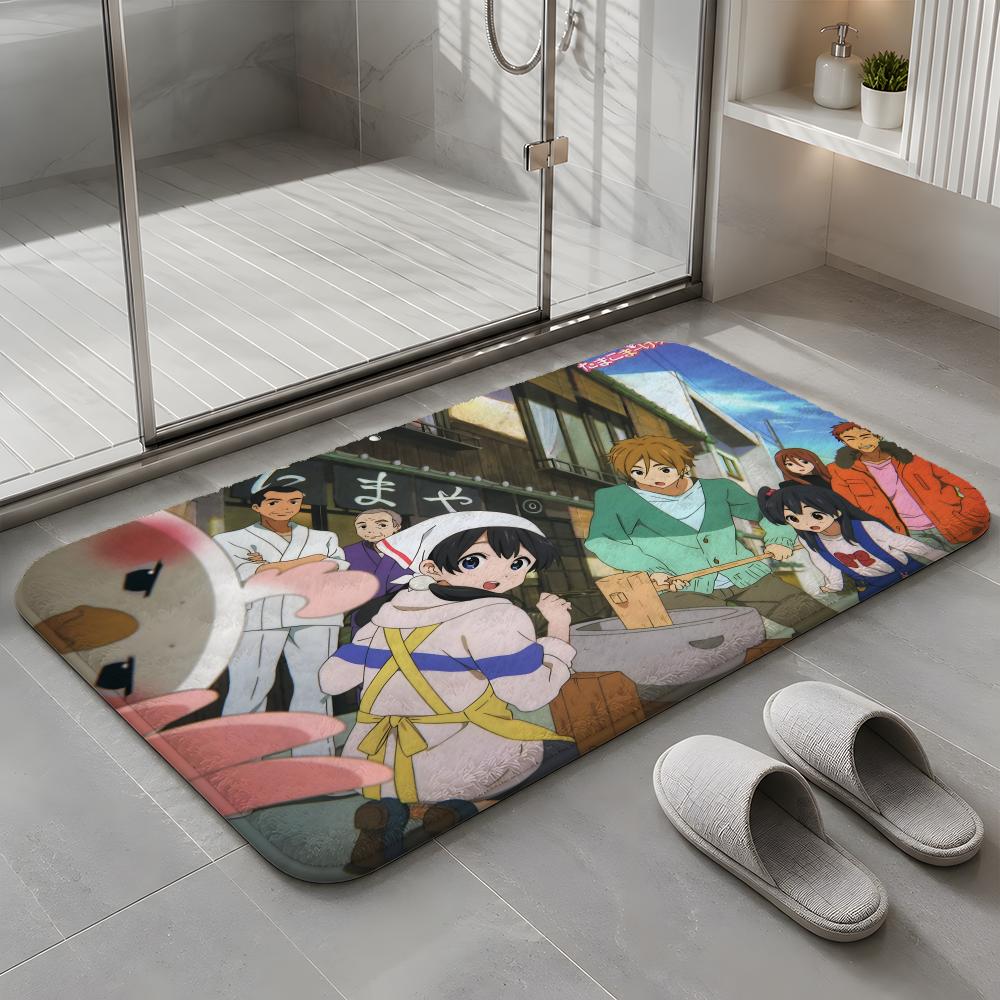 T-Tamako Market Floor Mat Soft Flannel Non-Slip Rug Washable Floor Mat for Living Room Bedroom