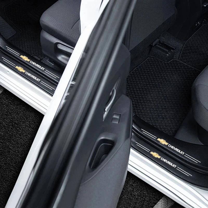 1/4/5 Stück Kohlefaser-Leder Auto Türschwellen-Schutzleiste Für Chevrolet Cruze Sonic Silverado Corvette Trax Camaro Tahoe Z71