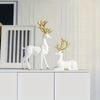 Weißer Goldener Elch Rentier Ornament Harz Statue Kunsthandwerk für TV-Schrank Bücherregal Büro Café Dekor Winter Weihnachtsdeko