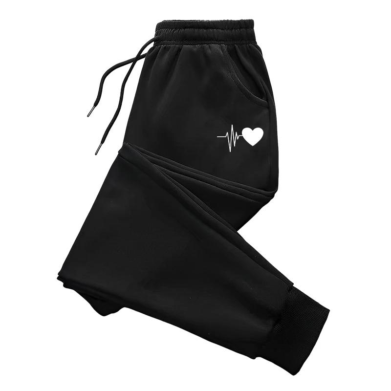 Women's Heart Print Sweatpants All Season Daily Sporty Jogging Pants Ladies Home Outdoor Yoga Exercise Versatile Trousers