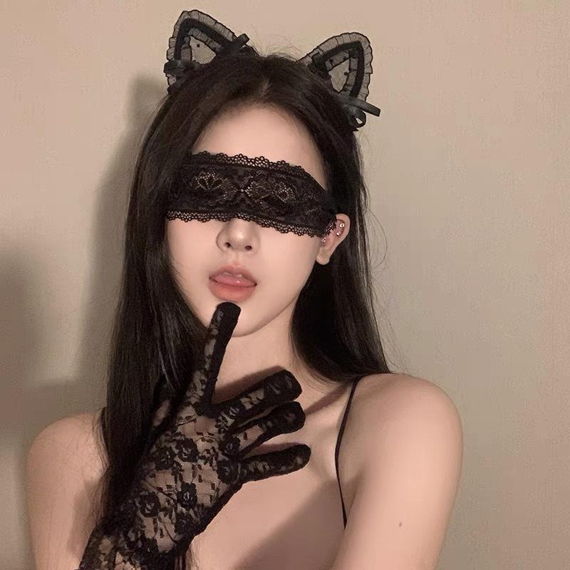 Black Crown Half Face Mask Masquerade Party Ladies Hollow Lace Fabric Sexy Mask