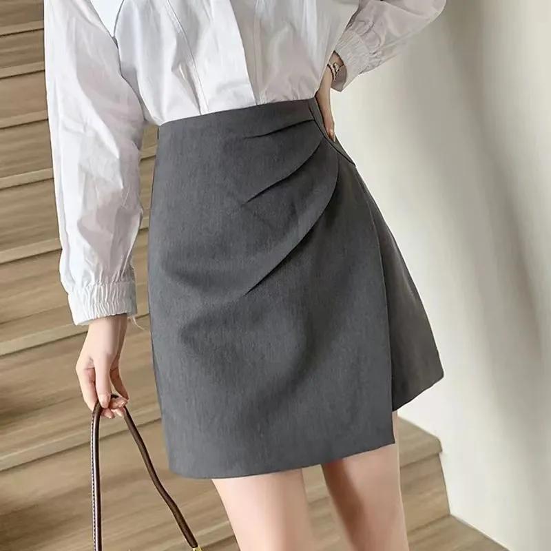 Summer New Irregular A-line Suit Skirt Women's Autumn High Waisted and Hip Hugging Skirt