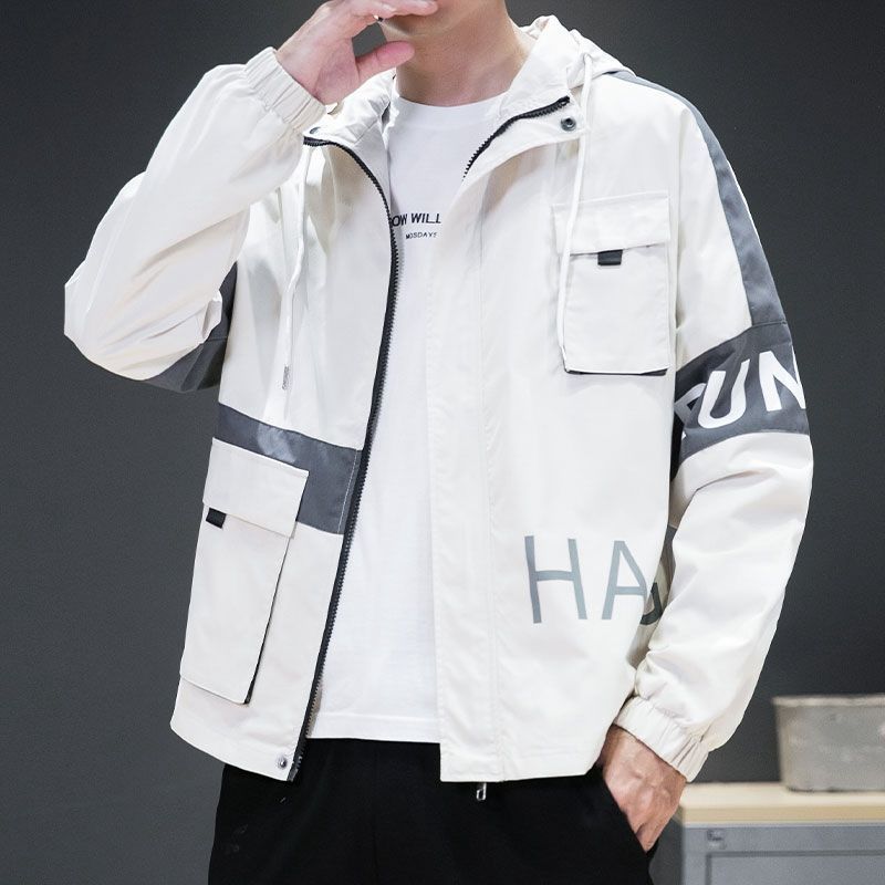 Jacket Men's Spring, Autumn and Winter New Ins Trend Hooded Casual Versatile Loose Jacket Top Clothes