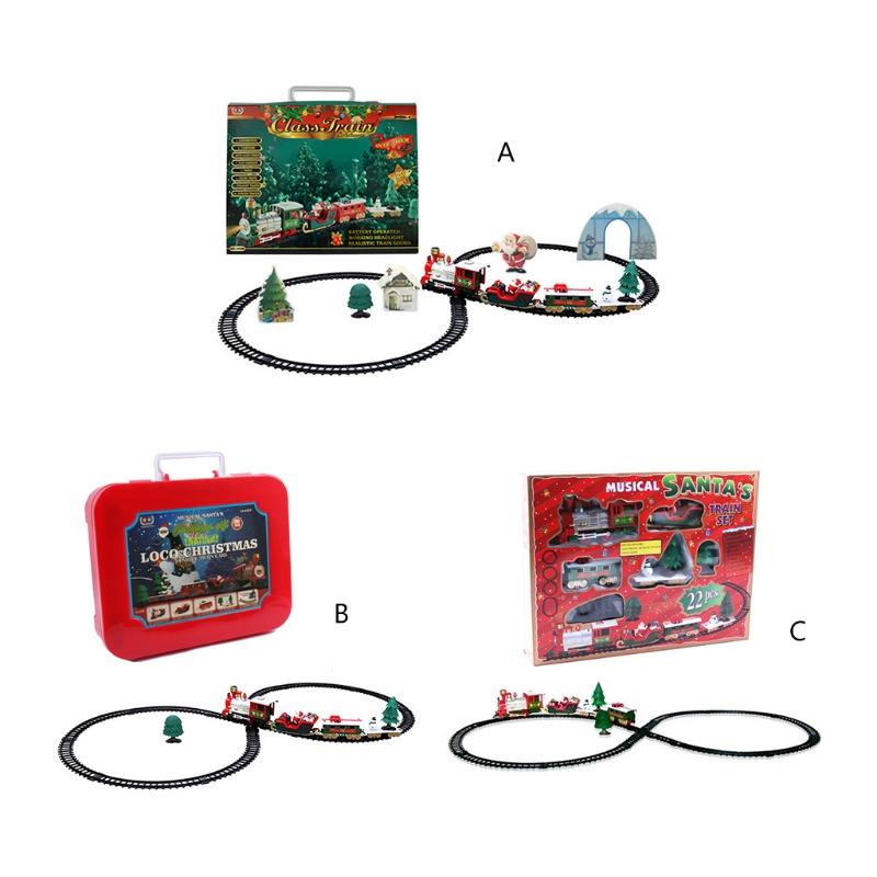 Electric Train Set Safe Realistic Railway Train Christmas Battery-Powered Santa Claus Train Toys Ornaments for Kids Gift