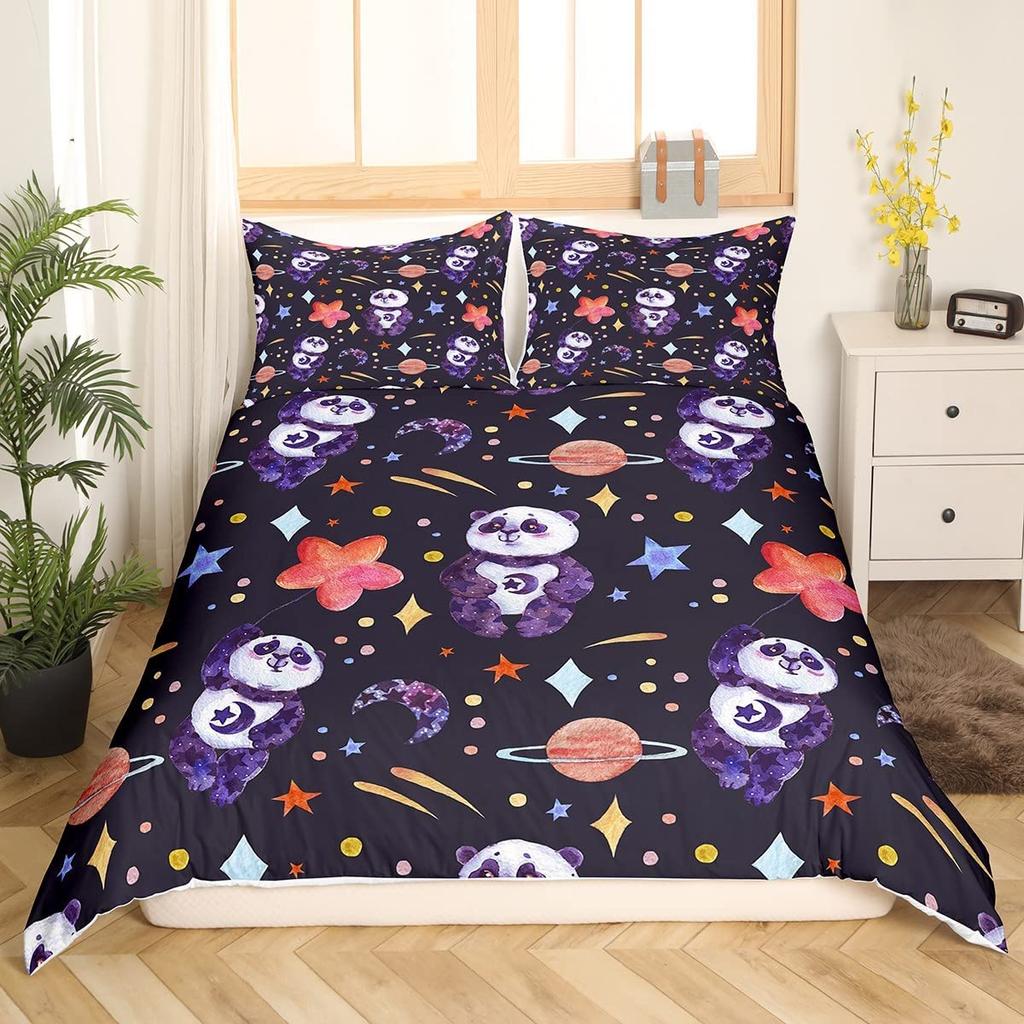 Pink Cute Animals Comforter Cover Set,Cartoon Elephant Duvet Covers for Kid Boy Girl Child King Queen Size Polyester Bedding Set