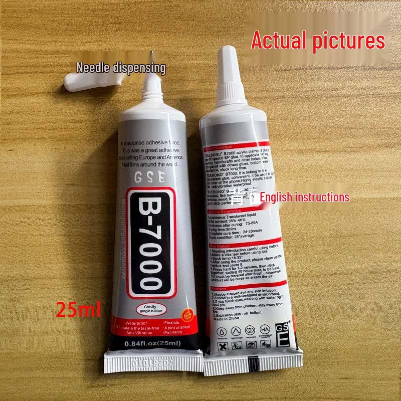 Adhesivo B7000 con Aplicador de Aguja para Pantallas de Móviles, Joyería, Pegatinas de Pedrería DIY, Pegamento Transparente y Fuerte