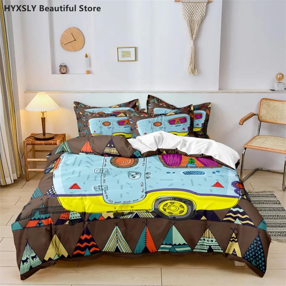 Niedliches Cartoon Jungen Bettwäsche Set Auto Rennbahn Muster Bettbezug Set Kinder Bettdecke Bettbezug Full King Kissenbezug