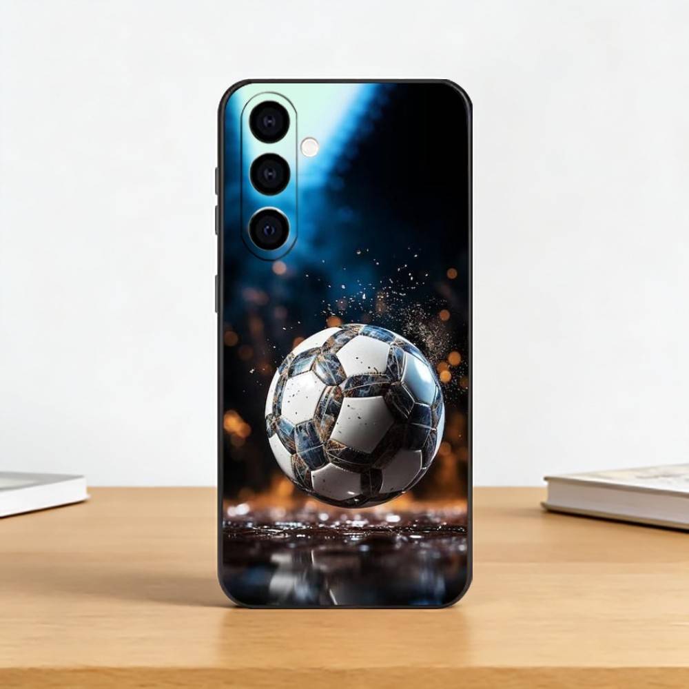 Football Sport Soccer Phone Case Black Silicone Soft For Samsung Galaxy A73,A72,A71,A70,A53,A52,A51