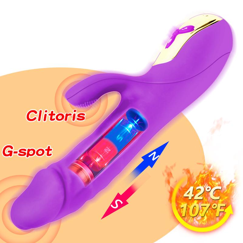 Magnetic Pulse Automatic Thrusting Vibrator for Women Heating Telescopic Masturbation G-spot Clitoral Stimulation Sex Toy