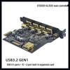7-Port USB 3.2 Adapter Card with 5 External Ports + 19-Pin Front Panel, Dual-Core Host Controller, GEN1 5Gbps.
