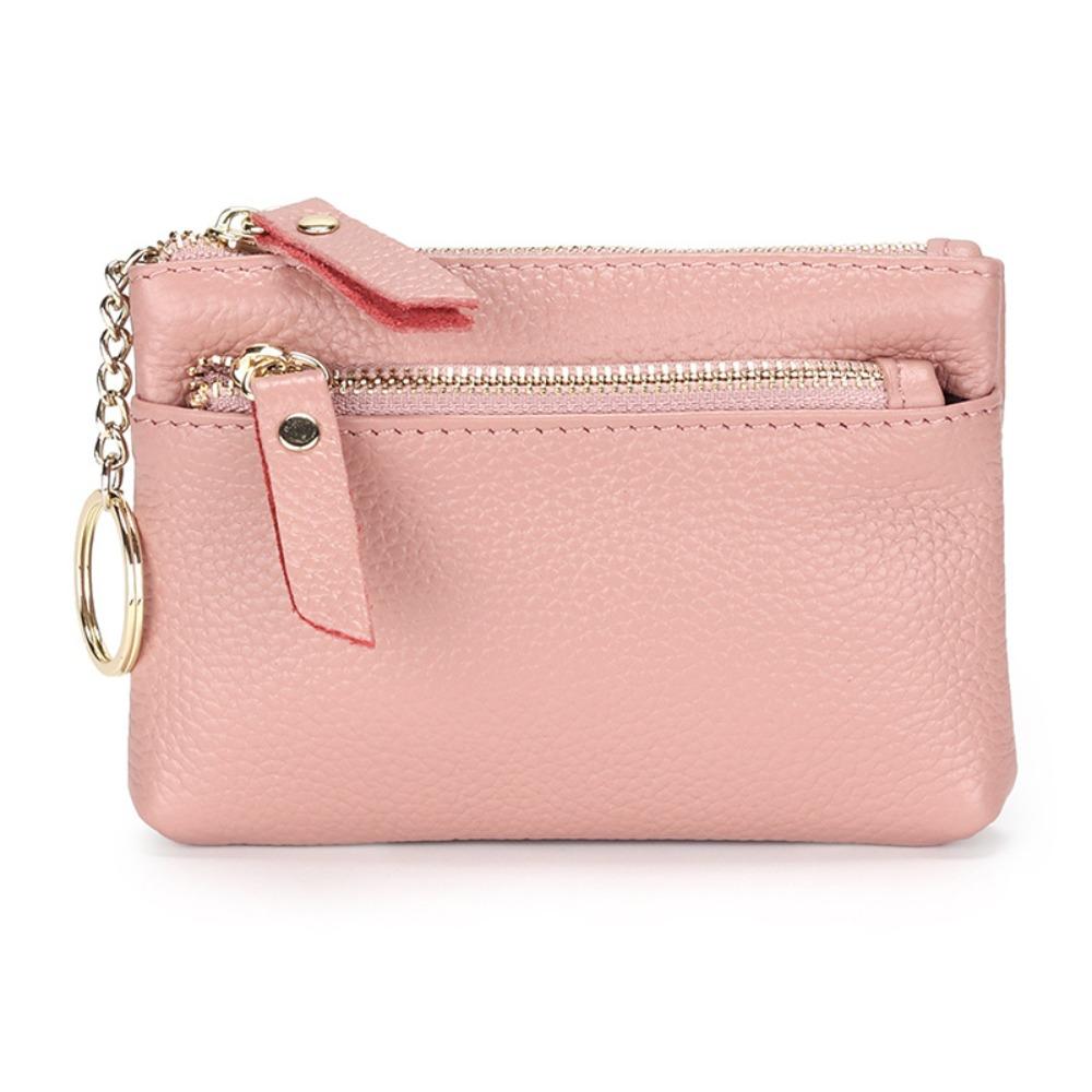 

Zipper Small Cowhide Wallets Multi Card Slots Pu Coin Purse Retro Women Short Wallet Daily рожевий