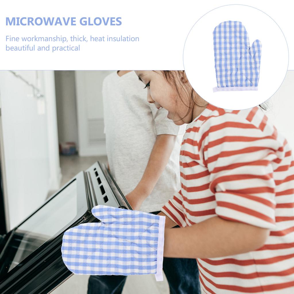 2Pcs Kids Oven Mitts Heat Resistant Microwave Gloves for Children Barbecue Baking Kitchen Cooking Anti Scalding Insulated