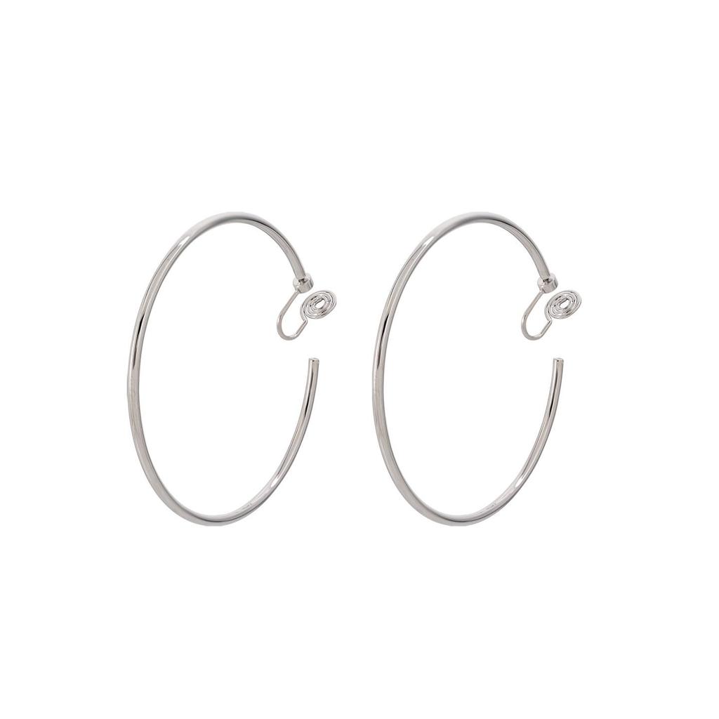 Y2K Millennium Silver Tone Hoop Ear Clips for Women - Cool, No Piercing, Large Round Earrings, European-American Style Aesthetic