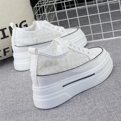 Height Increasing Insole 8cm Mesh Breathable White Shoes Women's Summer New Trendy All-Match Height Increasing Skinny Casual Shoes