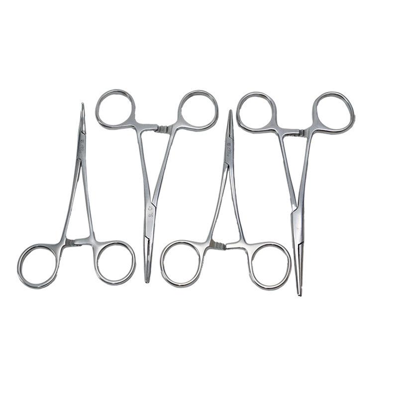 Stainless Steel Hemostatic Forceps - Pet Pliers, Needle Holder, Cupping Clip, Surgical Vascular Tool (Straight & Curved Tips)