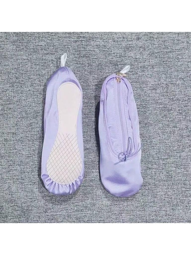 1pc Vintage French Style Ballet Shoes Shaped Handmade Pencil Case Makeup Pouch,Portable Exquisite Multifunctional Storage Bag
