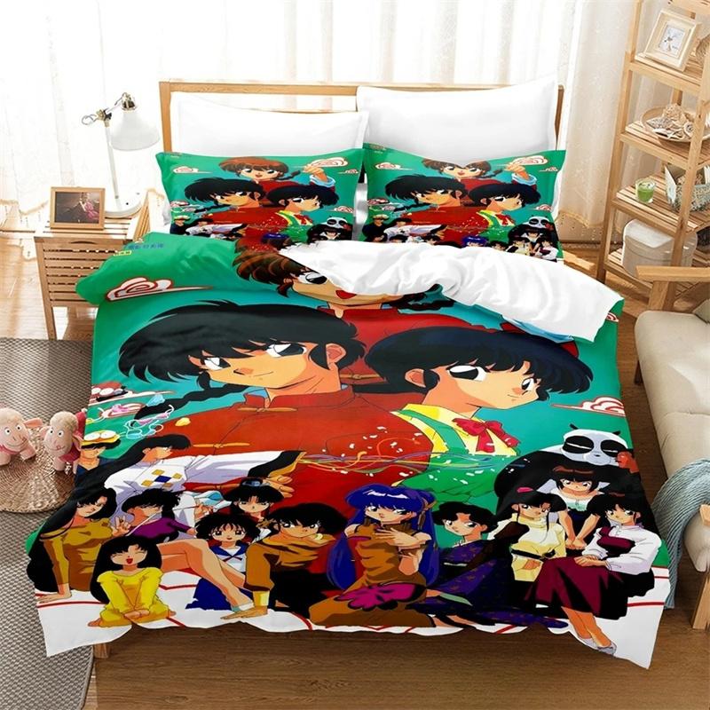Drukowane 3D Zestawy Pościeli Anime Ranma 1/2 wykwintny zestaw pościeli poszewka na kołdrę zestaw kołdry luksusowy prezent urodzinowy