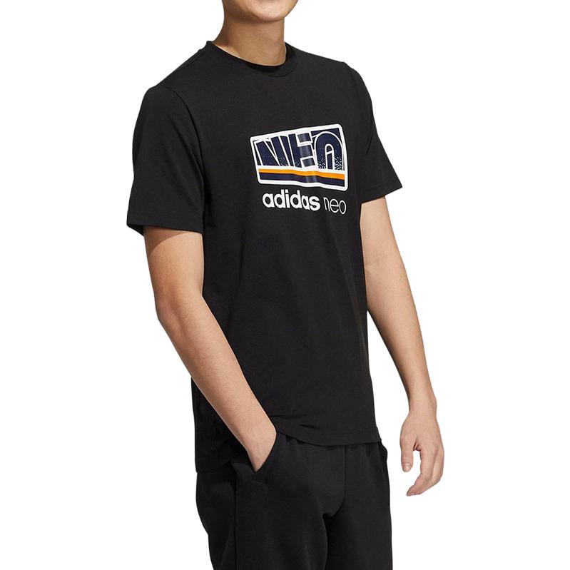 Adidas Neo T Shirts Men's Black Crew Neck Moderate Straight Fit H55283