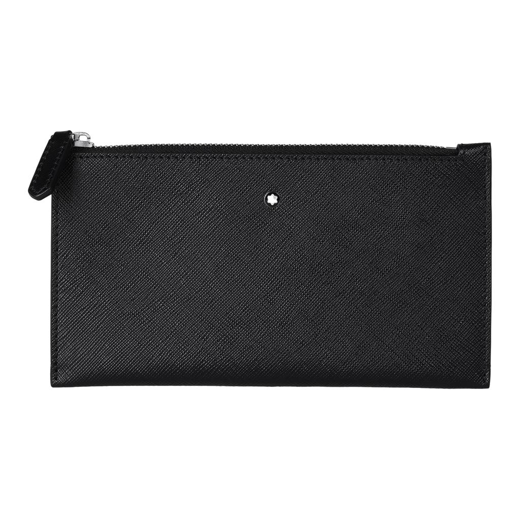 Montblanc Zipper Closure Leather Mini Clutch Men Clutch Black 128574
