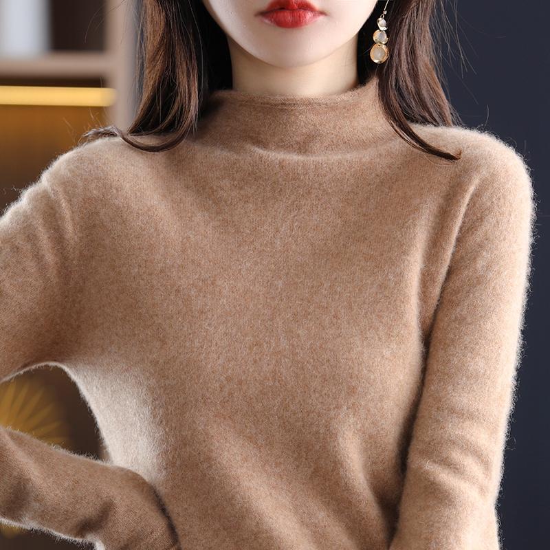 Damen Kaschmirpullover Qinghe Kaschmir 30% Kaschmir 70% Wolle Damen Herbst und Winter Kaschmirpullover weich und warm