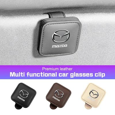 Leather Sun Visor Sunglasses Clip Card Ticket Storage Holder Car Interior Accessories For 2 3 6 CX5 CX30 CX50 CX4 MX5 CX8