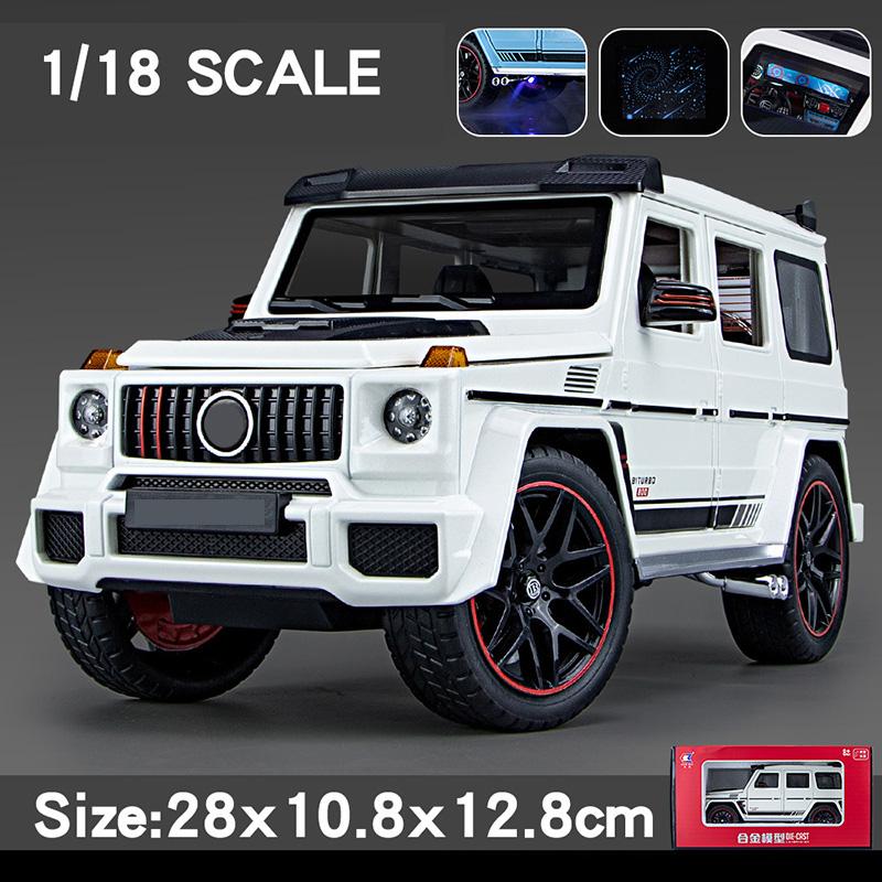 1/18 Scale Benz G800 Off-Road Vehicle SUV Alloy Diecast Model Car Collection Sound & Light Sprayable Gifts for Kids Boyfriend