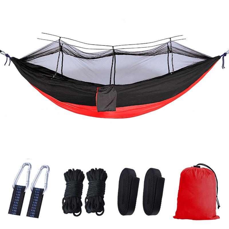Single & Double Quick-Open Camping Hammock with Mosquito Net - Anti-Roll, Parachute Cloth, Outdoor Use