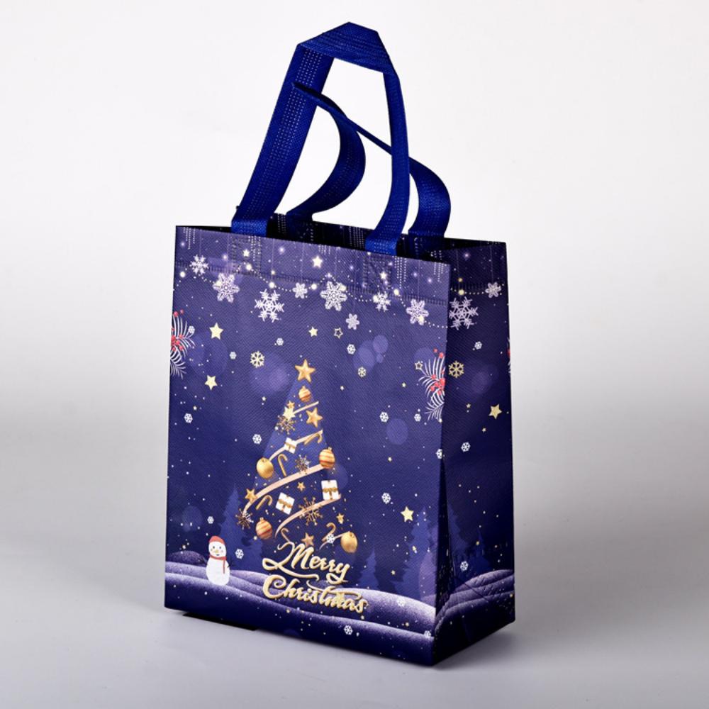 Christmas Gift Bag Non-Woven Candy Gift Packaging Non-Woven Holiday Bag Printed Snowman Tote Bag For New Year Christmas Gift