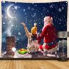 Merry Christmas Santa Claus Fireplace Print Pattern Tapestry Home Living Room Bedroom Decoration Background Cloth Tapestry