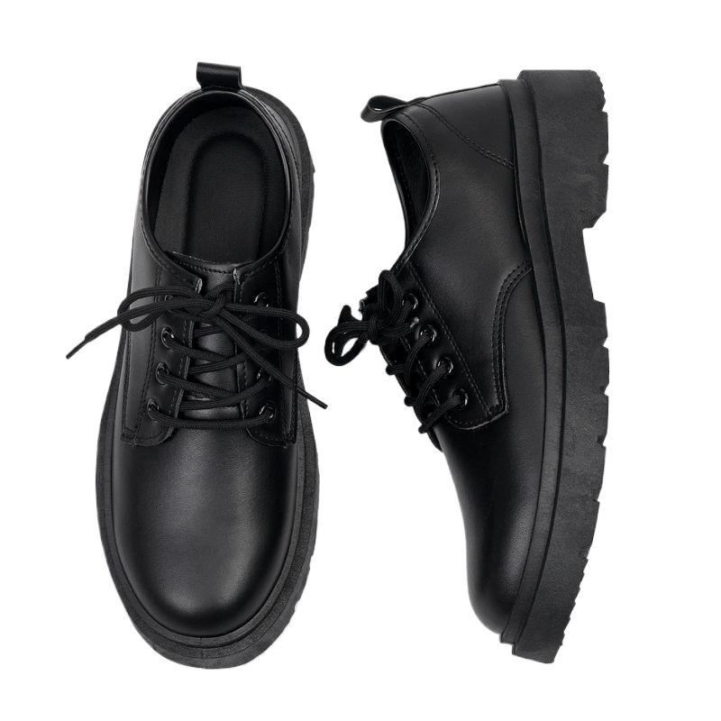 Men's shoes 2025 new autumn British style black casual leather shoes men's business dress big head work Martin boots