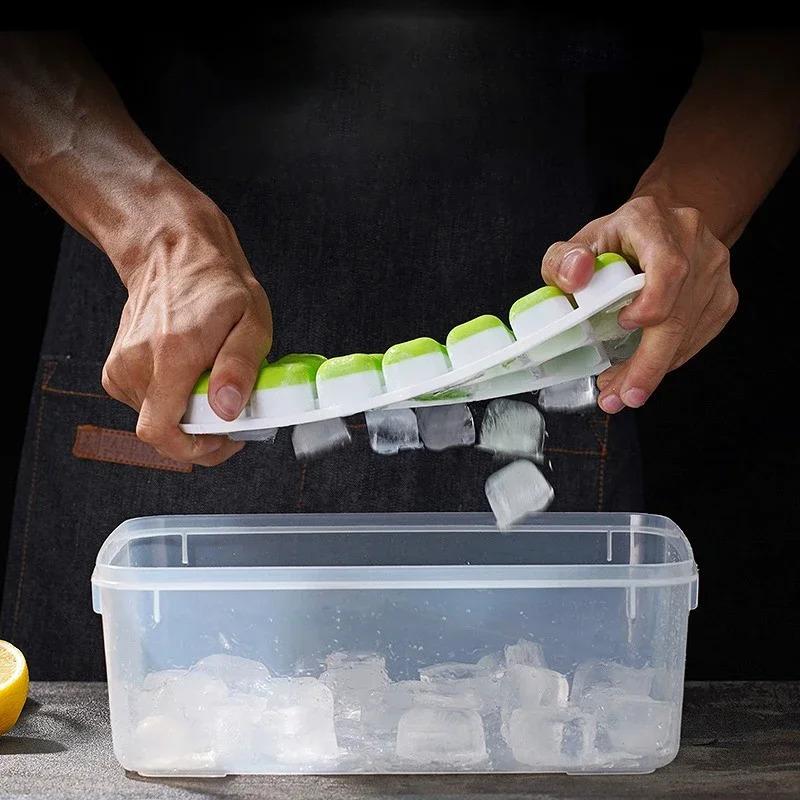 1 buc silicon pătrat 14 cuburi Ice Cube matrite DIY Ice Cube congelare instrument de congelare pentru cocktailuri DIY bucătărie tavă mucegai cu capac