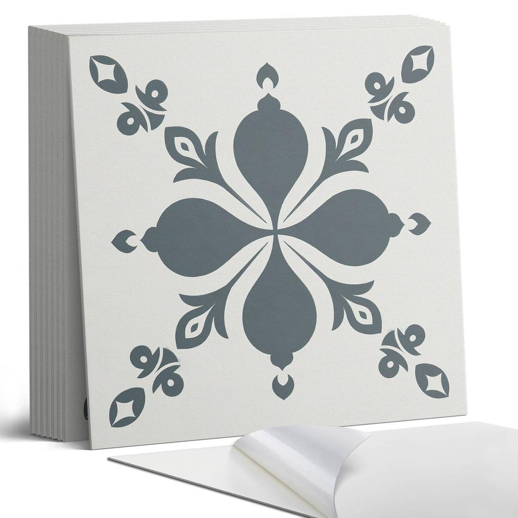 Paczka Kafelków Winylowych Z Motywem Do Kuchni Salonu Ornamentalny Wzór Z Liśćmi 9X30X30 Cm