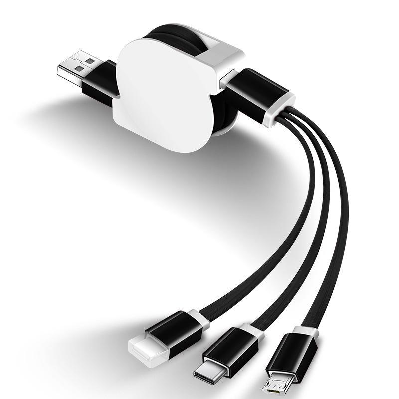 Retractable 3-in-1 Multi-Function 2A Fast Charging Cable with Custom Logo