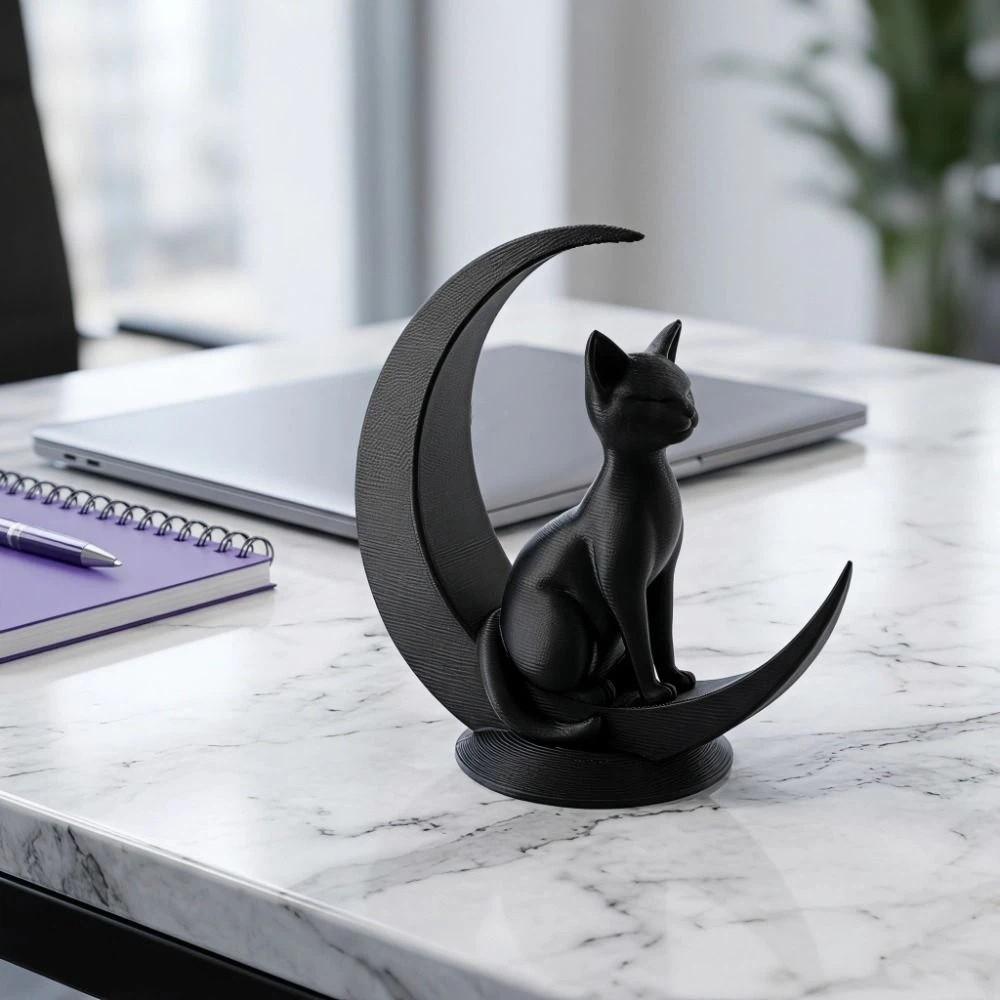 3D Printed Cat Sculpture Art Crafts Desktop Decoration Cat Figurine Cat Statue  Table
