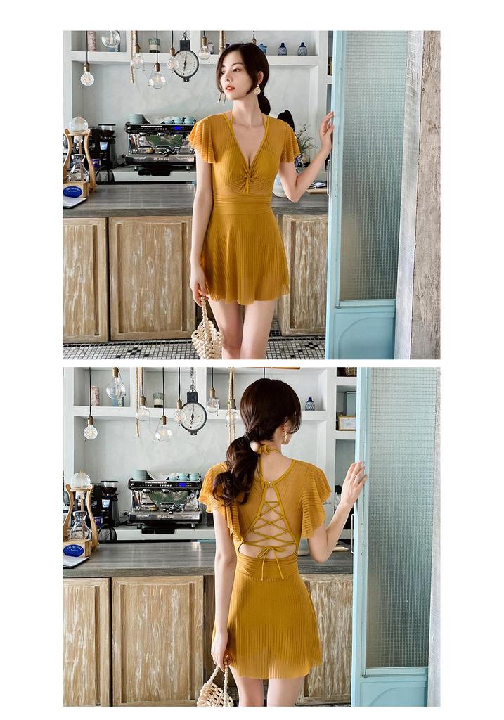 Costume da bagno intero con gonna da donna 2025: Costume da Bagno Coreano Hot Spring Snella, Conservativo, Sexy