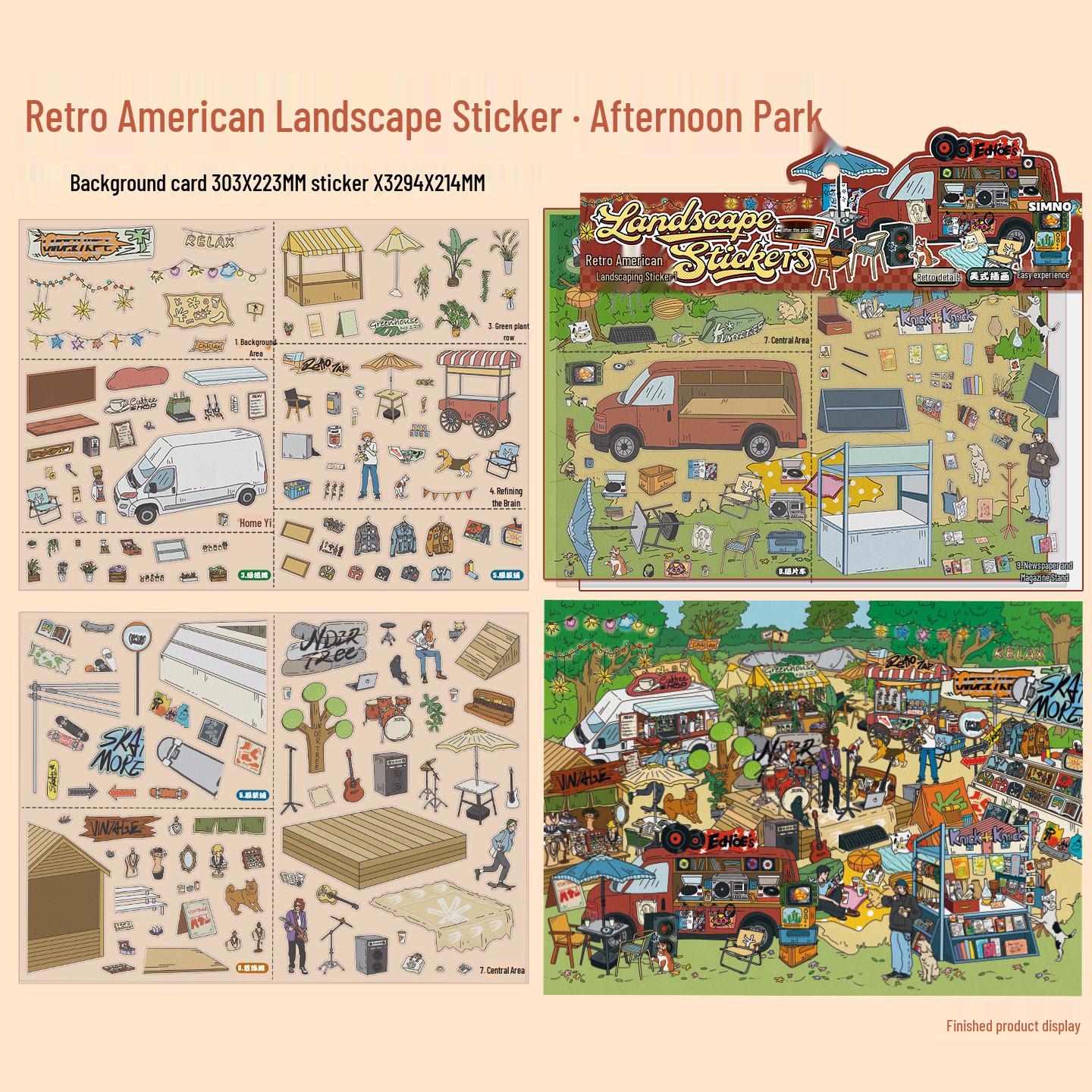 Xin Mo Large Retro American Park Scenery Sticker