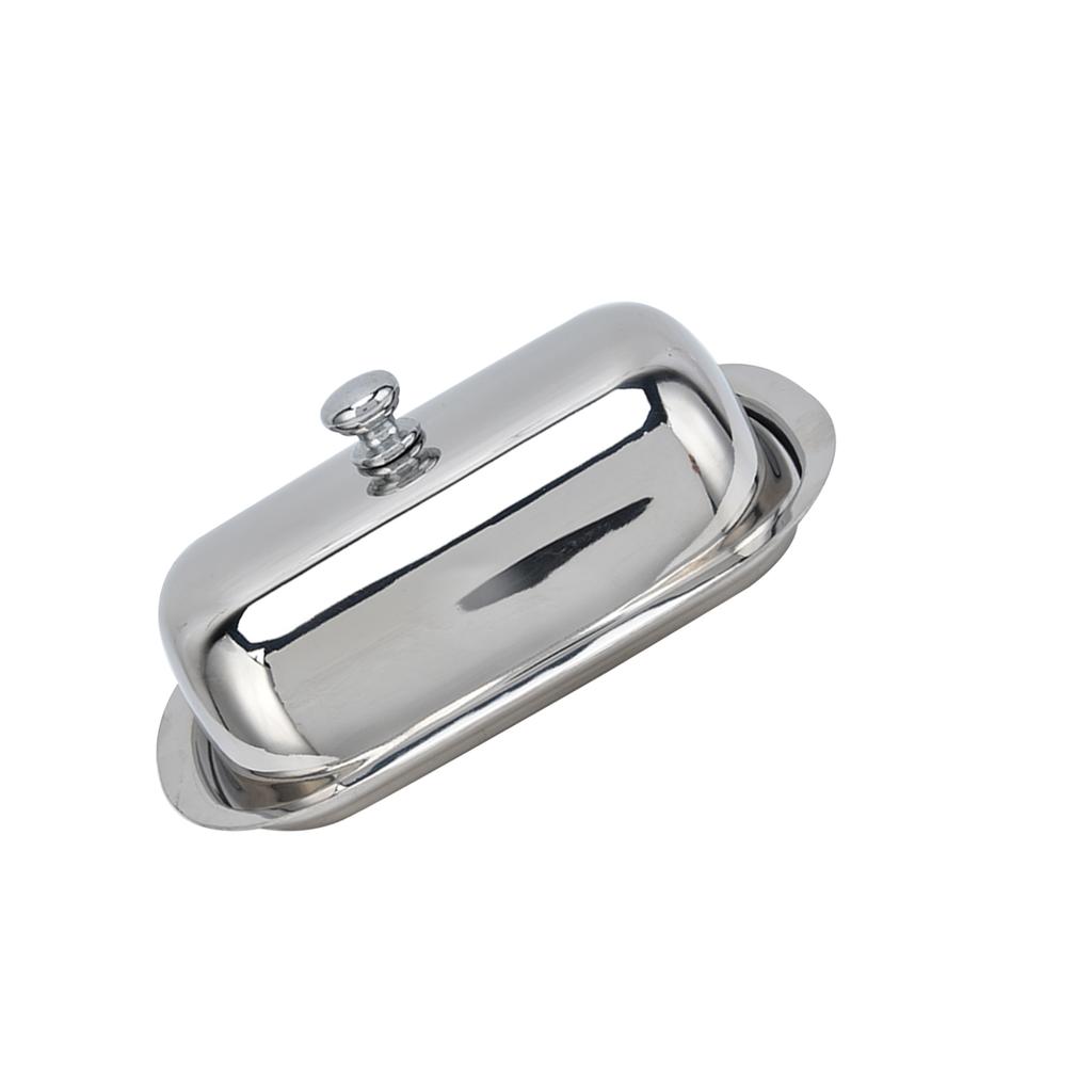 Stainless Steel Butter Dish HighGloss Dessert Bread Cheese Cake Box Food Storage Box with Lid