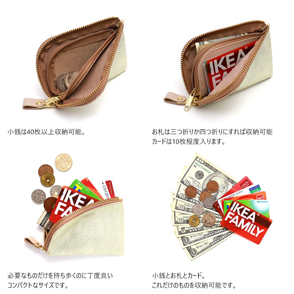 Porta-Moedas Compacto AGILITY affa "Ciel", Mini Carteira com Zíper em L, Dourado e Prata