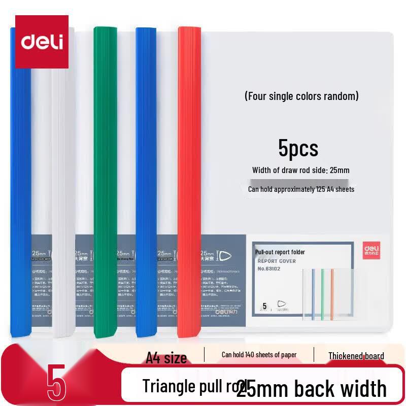 Deli A4 Transparent Sliding Bar Report Covers, 25mm Spine, 10-Pack