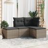 Vidaxl 4-Cz. Garten-Sitzgruppe, Kissen, Grau, Rattan PE