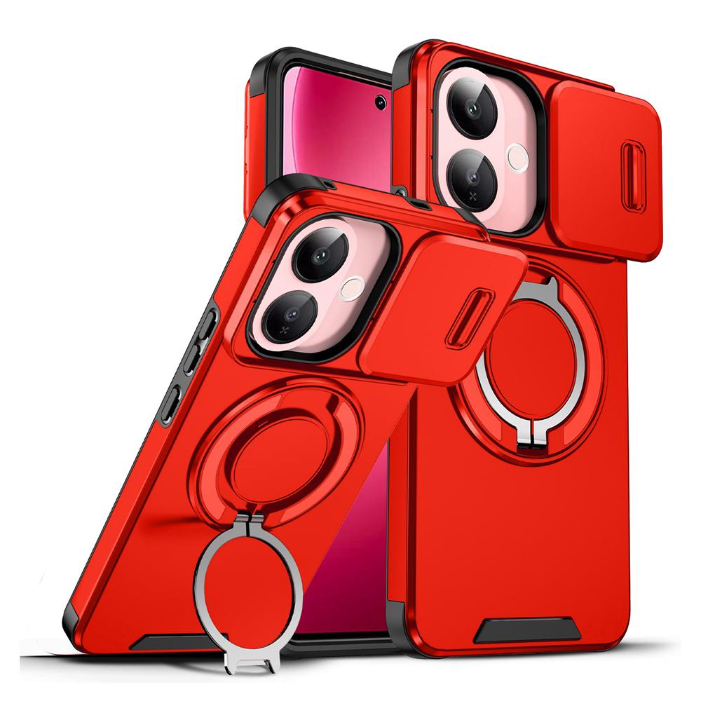 

KEYSION 360° Чехол-подставка для телефона для IQOO Z10R 5G, сдвижная защита камеры, магнитная противоударная задняя крышка для VIVO V60 Lite 5G for IQOO Z10R