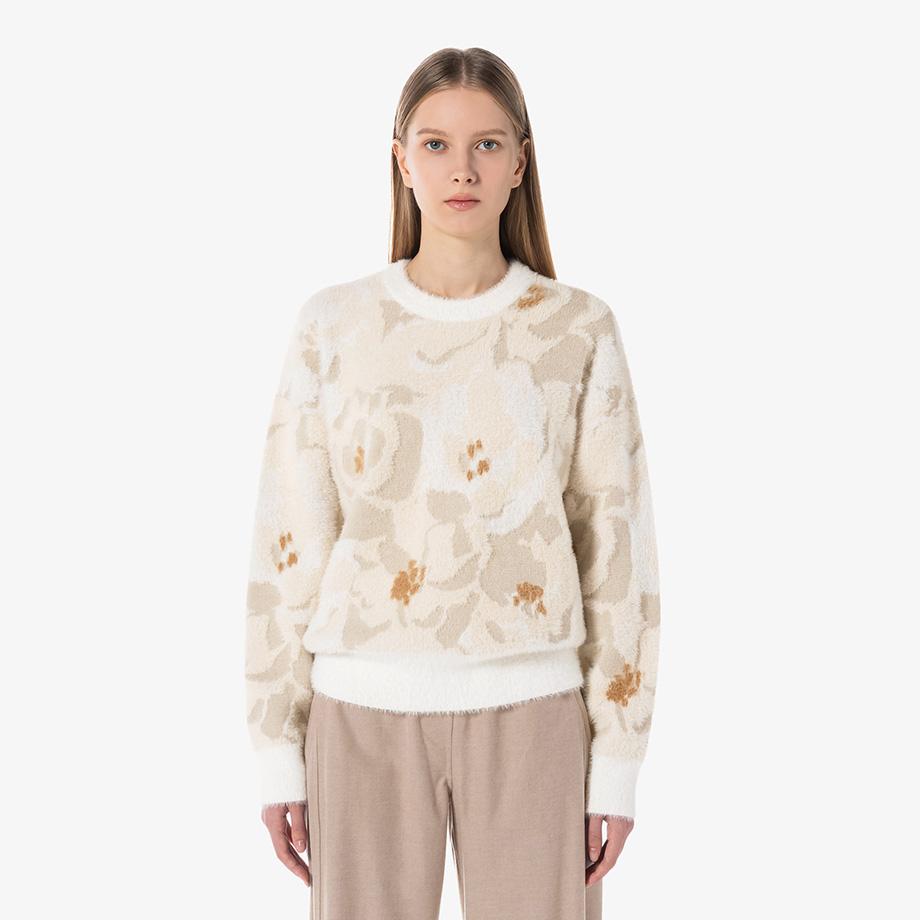 [lacoste] Women s Flower Jacquard Intarsia Sweater AF2587-54NID2 36