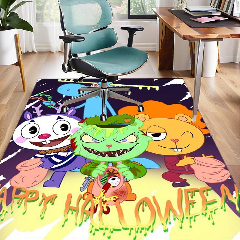 Happy Tree Friends Anniversary Office Rug Chair Mat, Game Carpet, Suitable for Front Door, Bedroom, Living Room, Desk, Holiday Gift