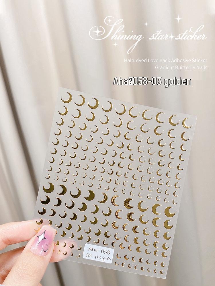 Starlight Silver Star & Crescent 3D Nail Art Stickers