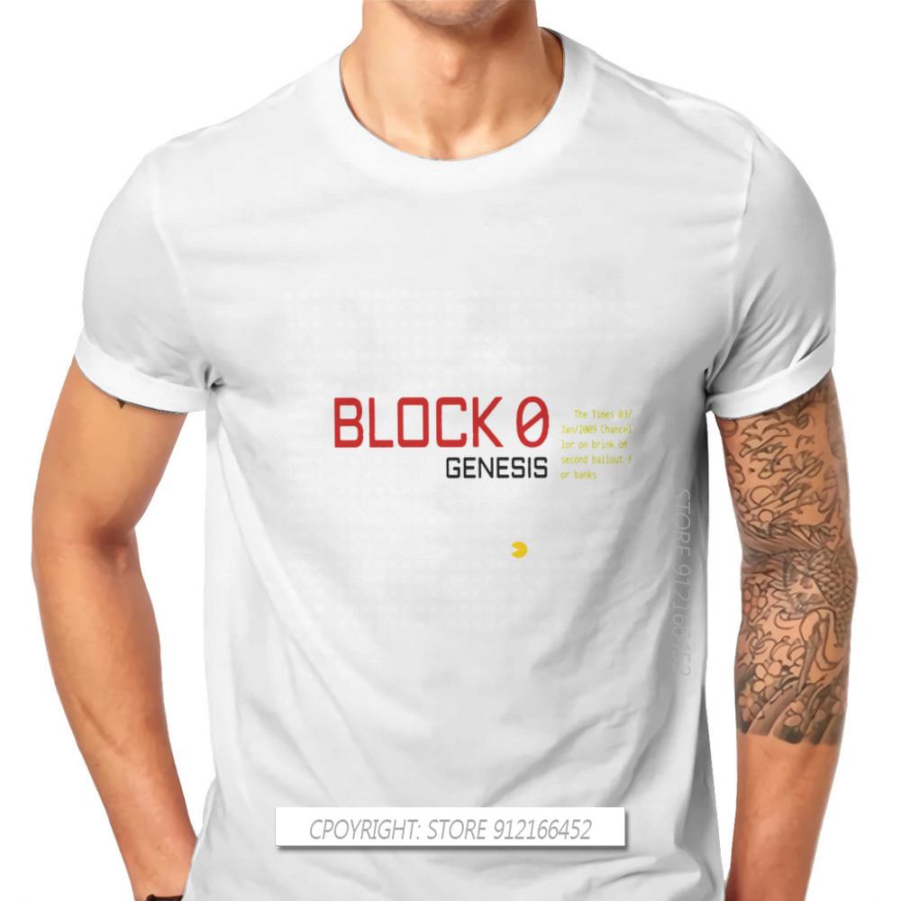 First Block Bitcoin Blockchain Technology Man's TShirt Dogecoin Cryptocurrency Miners Meme T Shirt Gifts