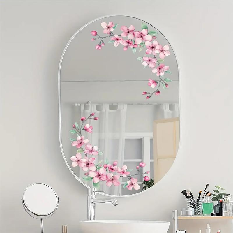 Spring Green Leaf And Floral Wall Stickers Glass Sticker For Shower Doors, Mirrors, Bathroom Glass Self-Adhesive Removable