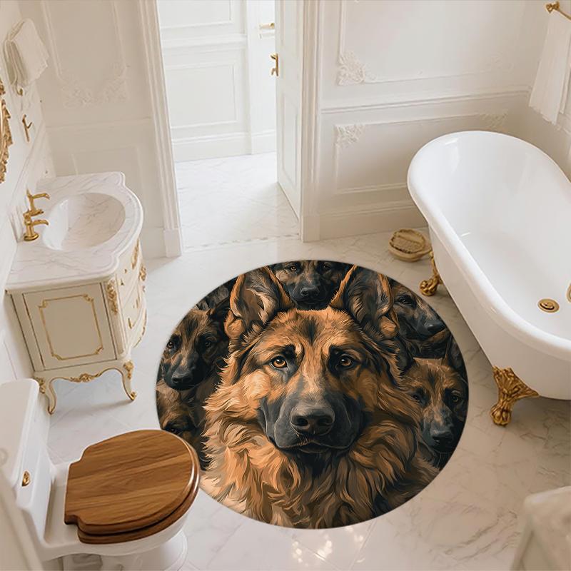 German Shepherd pattern round rug,Carpet Rug for Living Room Bedroom Playroom ,Non-slip Floor Mat,Holiday Gifts and Birthday Gifts.