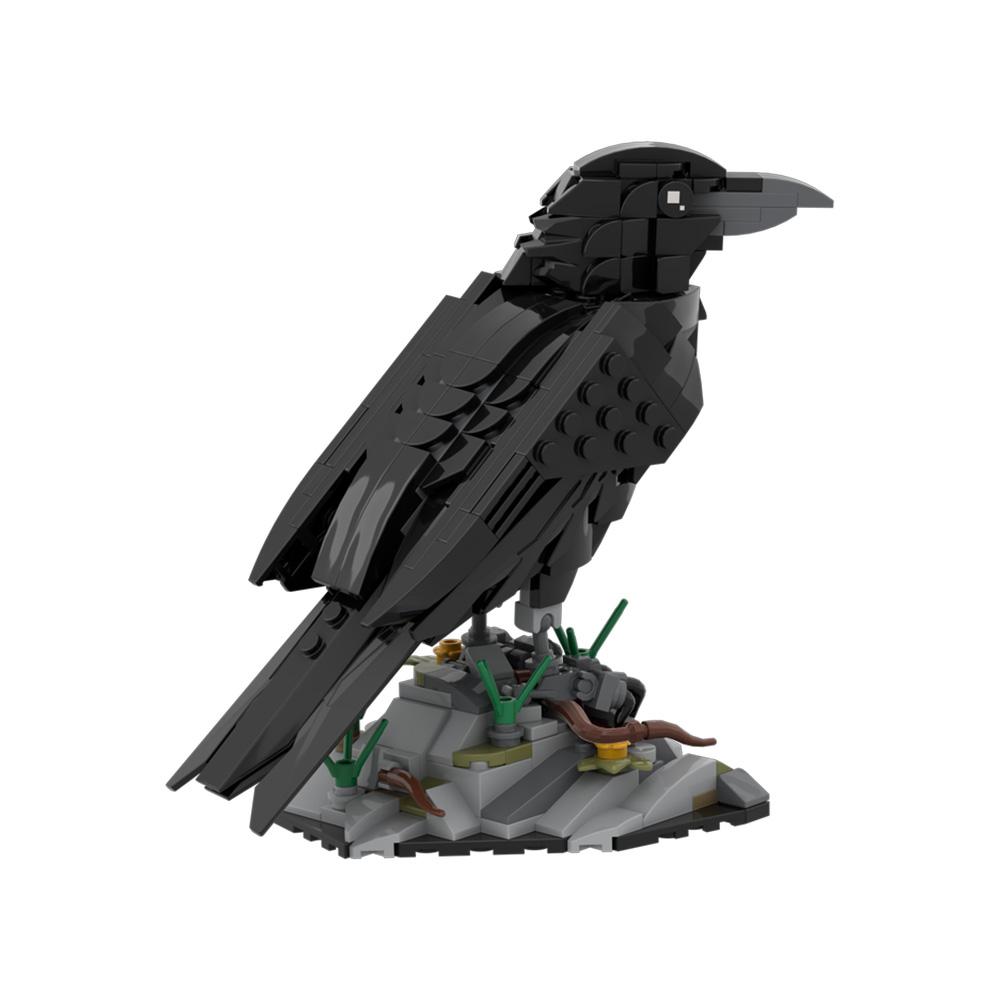 Gobricks MOC-217187 Raven Building Blocks Creative Animal Series Crow Bricks Models Assembly Toy Bird Giftts