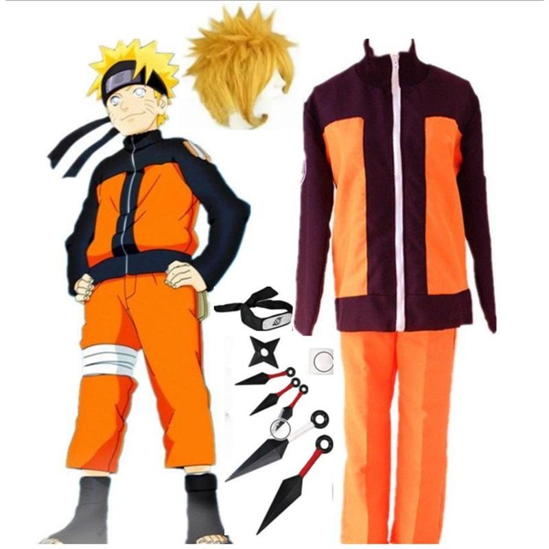 Uzumaki Akatsuki Cosplay Jungen Mädchen Uzumaki Jacke Hose Stirnband Perücke Requisiten Kind Uniform Kunai Halloween Kostüm