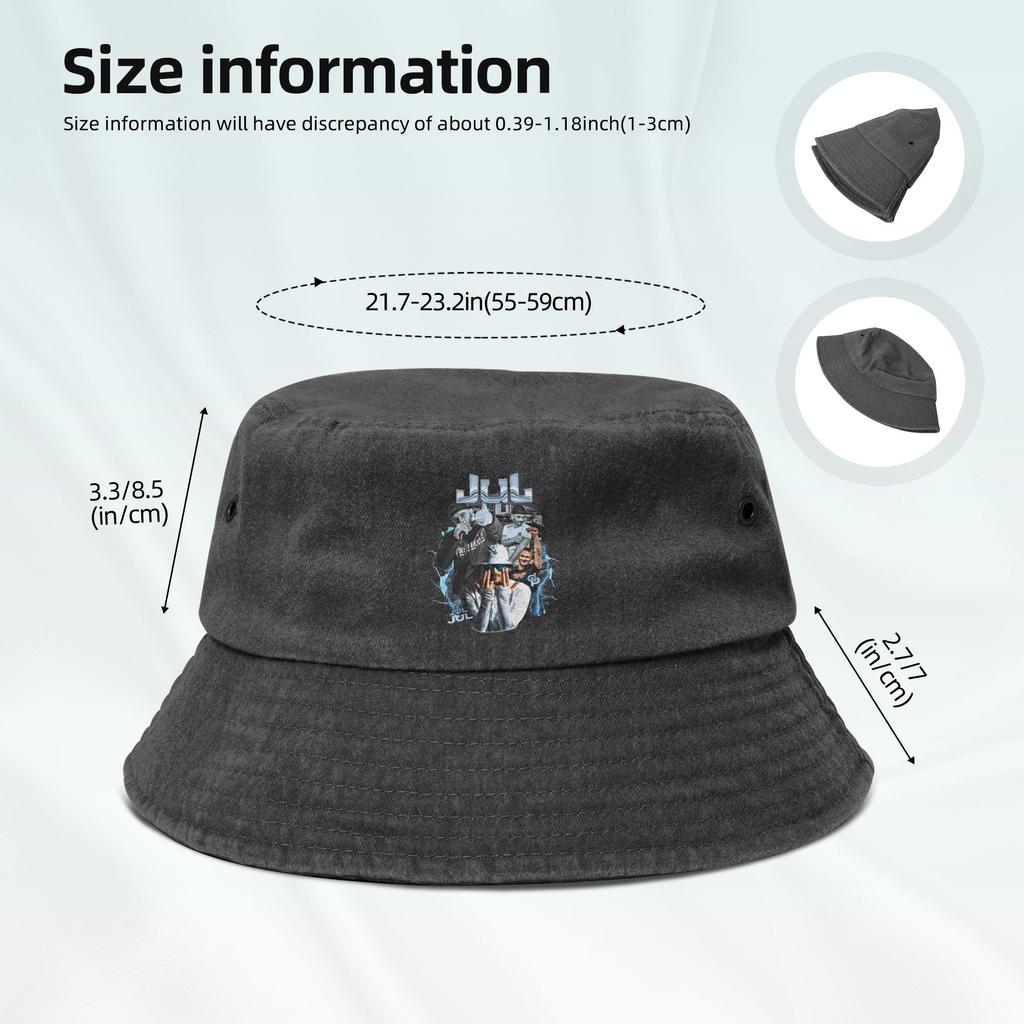 Men Washed Denim Bucket Hat Jul Bootleg Rapper Summer Beach Headwear Foldable Hiking Fishing Hats Bob Hat Birthday Gifts